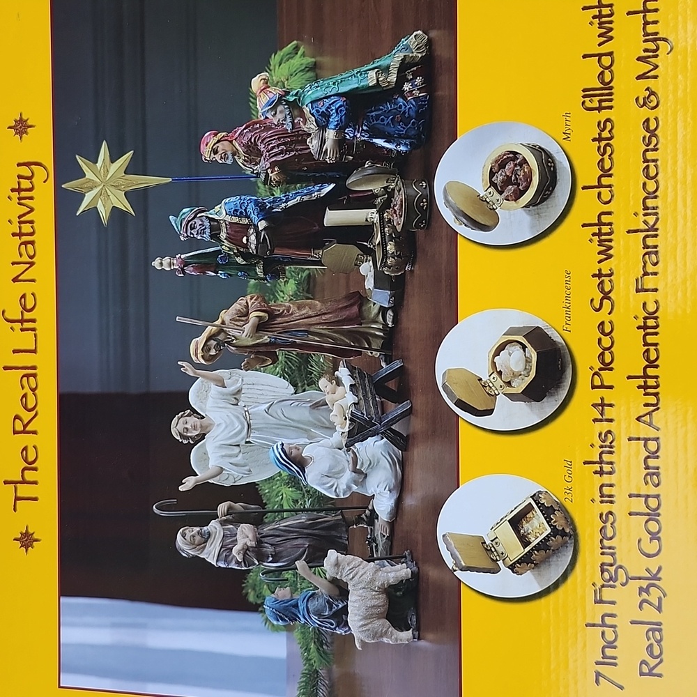 NIB THE REAL LIFE NATIVITY SET/THE THREE KINGS GIFTS 14 PIECE 7" SET - Picture 14 of 17